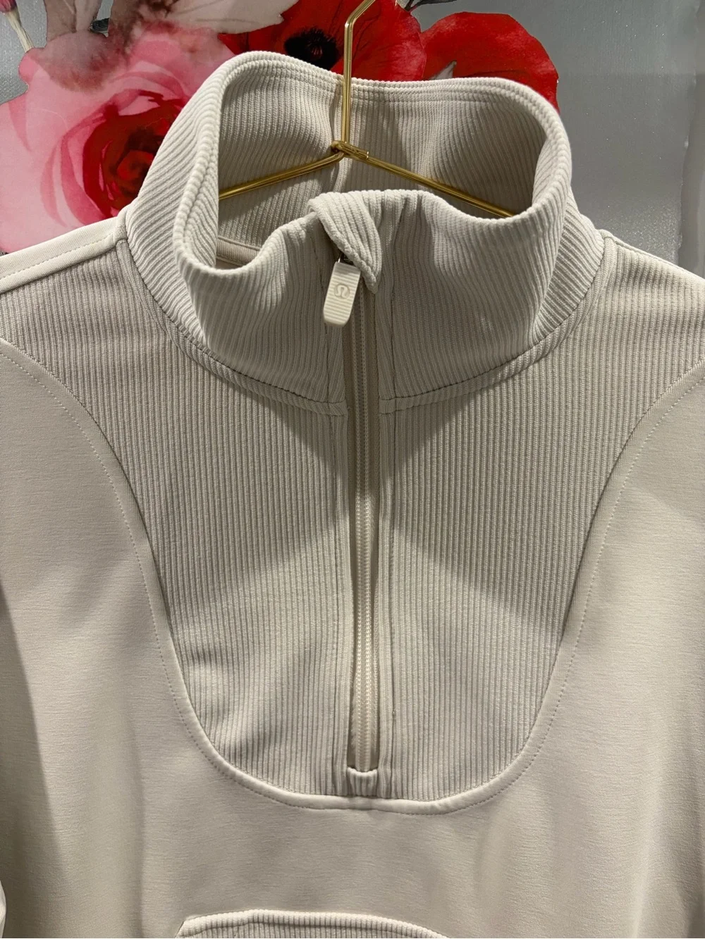 Lululemon Brushed Softstreme Half Zip Bone Size 6